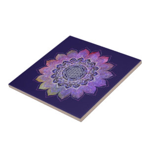Blume des Lebens - Vintage Style Galaxie Weltraum Fliese