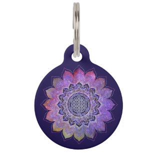 Blume des Lebens - Vintage Style Galaxie Weltraum Haustiermarke