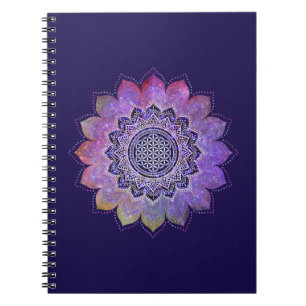 Blume des Lebens - Vintage Style Galaxie Weltraum Notizblock