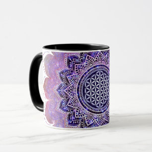 Blume des Lebens - Vintage Style Galaxie Weltraum Tasse