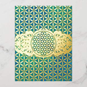 Blume des Lebens - Vintages Muster X Briefmarke Folien Feiertagspostkarte