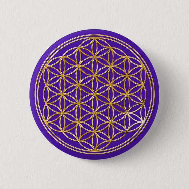 Blume des Lebens | Wiestiviolet BG Button (Vorderseite)