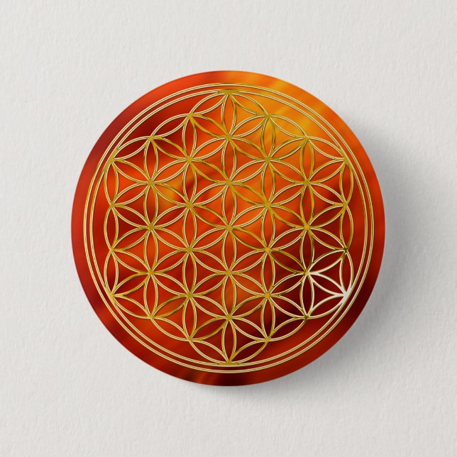 Blume des Lebens | Wiestiwellen red flames BG Button (Vorderseite)