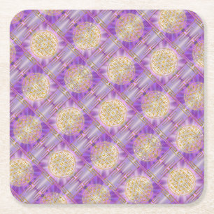 BLUME DES LEBENS - Yantra-nahtloses Muster Rechteckiger Pappuntersetzer