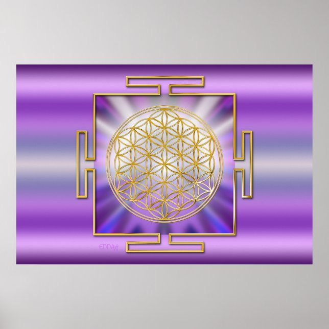 Blume des Lebens Yantra Poster (Vorne)