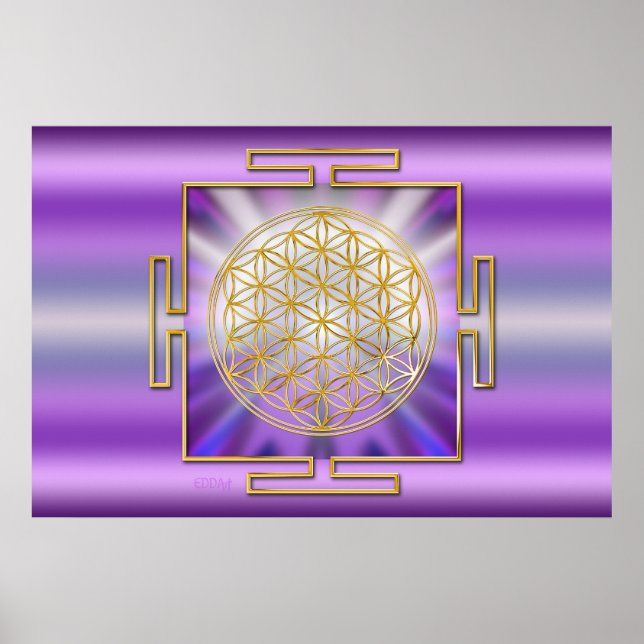 Blume des Lebens Yantra Poster (Vorne)