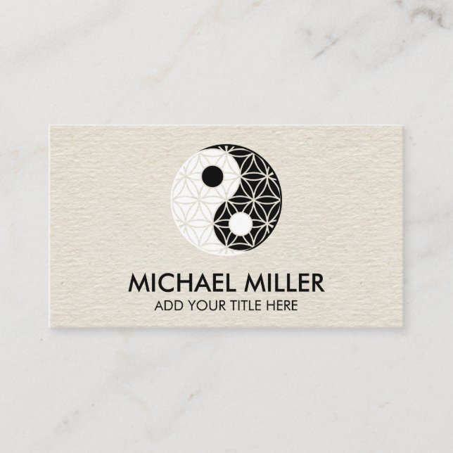 Blume des Lebens - Yin Yang Symbol Business Card Visitenkarte (Vorderseite)