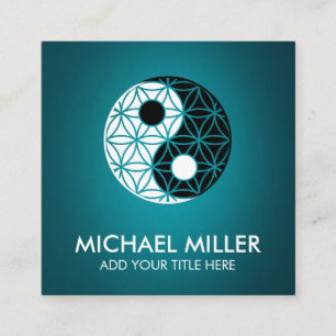 Blume des Lebens - Yin Yang Symbol Square Business Quadratische Visitenkarte