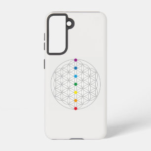 Blume des Lebensdesigns und 7 Chakras-Regenbogenfa Samsung Galaxy Hülle