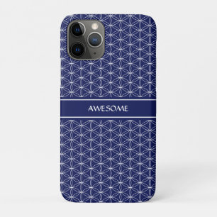 Blume des Lebensmusters auf Navy Blue Case-Mate iPhone Hülle