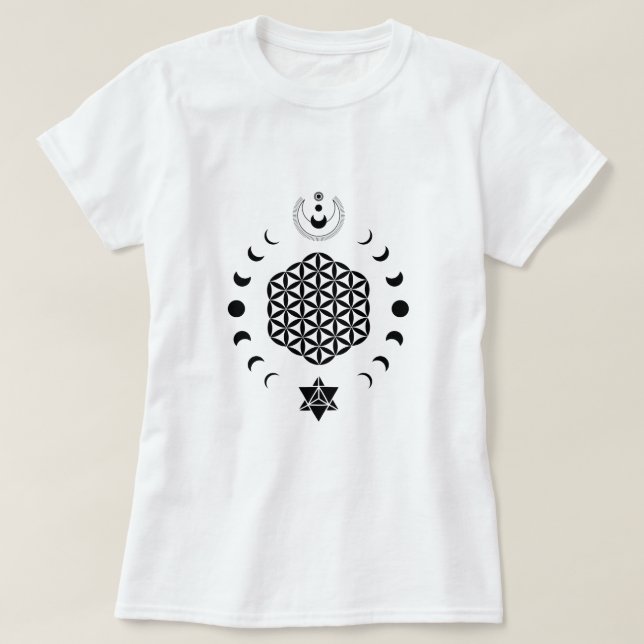 Blume des Lebensspirituellen Symbols T-Shirt (Design vorne)