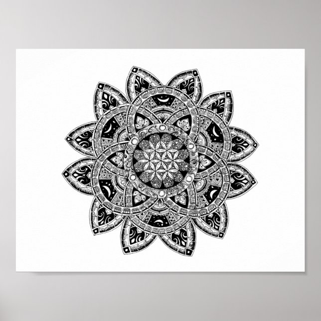 Blume des Lebenszendoodles Poster (Vorne)