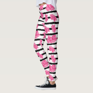 Blume des Lotus-Aquarells in rosa Farbe Leggings