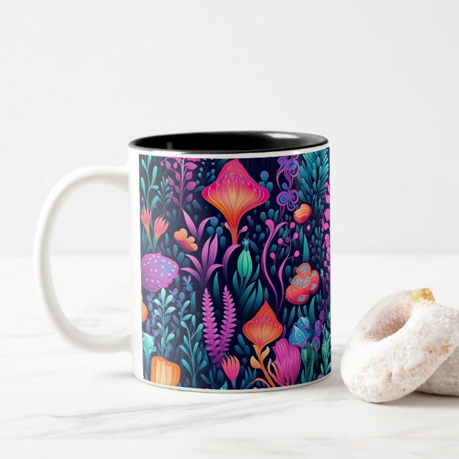 Blume des Meeres - Flora Zweifarbige Tasse (Mit Donut)