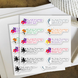 Blume des Meereslebens formen Rücksendeadresse-Auf Aufkleber