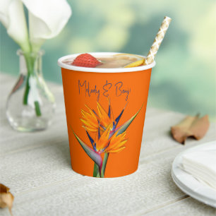 Blume des Paradies Orange Polterabend Pappbecher