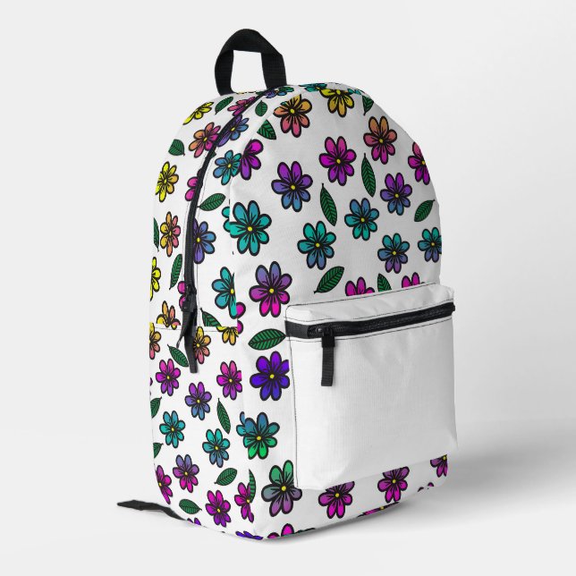 Blume des Pops Bedruckter Rucksack (Rückseitige Ecke links)