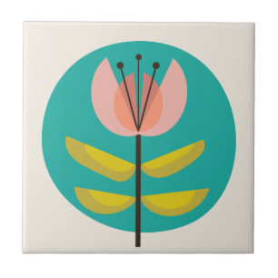 Blume des Retro-Mitteljahrhunderts Fliese