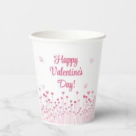 Blume des rosa Herzens Valentinstag Papiertasse Pappbecher