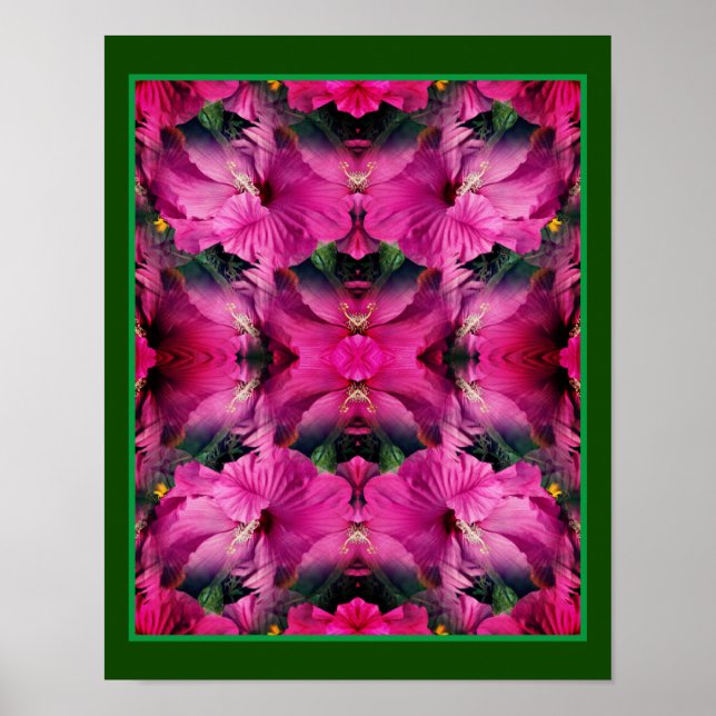 Blume des rosa Hibiskus multipliziert Abstrakt Poster (Vorne)