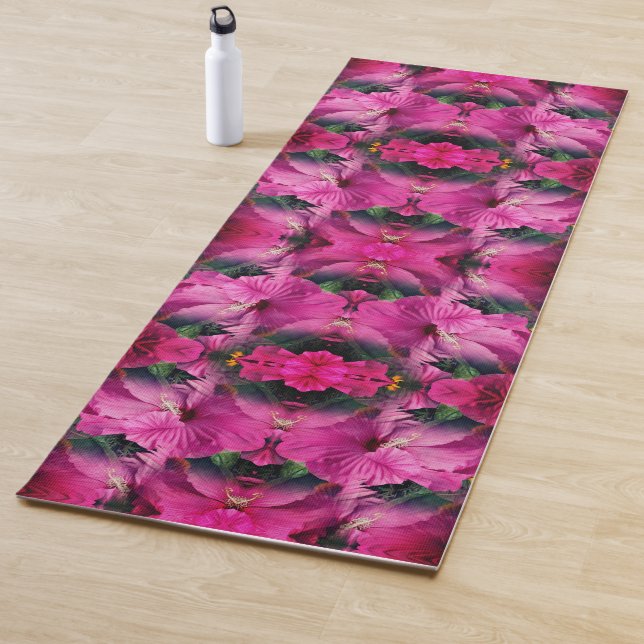 Blume des rosa Hibiskus multipliziert Abstrakt Yogamatte (Beispiel)