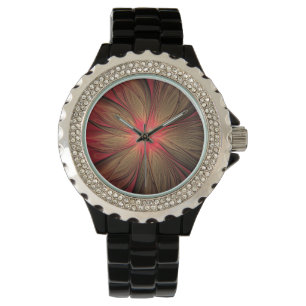 Blume des roten Fraktals Armbanduhr