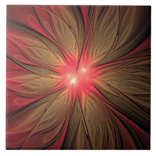 Blume des roten Fraktals Fliese