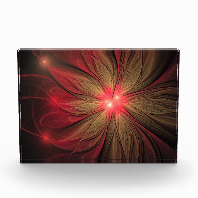 Blume des roten Fraktals Fotoblock (Vorderseite)
