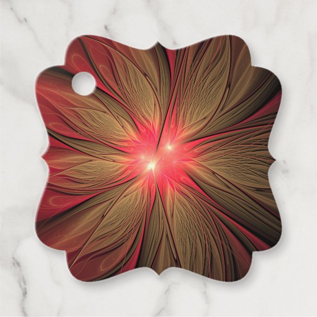 Blume des roten Fraktals Geschenkanhänger (Vorderseite)