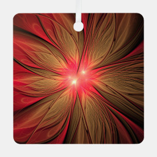 Blume des roten Fraktals Ornament Aus Metall
