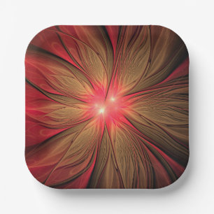 Blume des roten Fraktals Pappteller