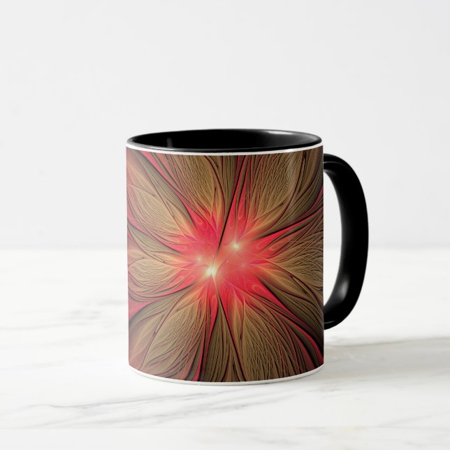 Blume des roten Fraktals Tasse (VorderseiteRechts)