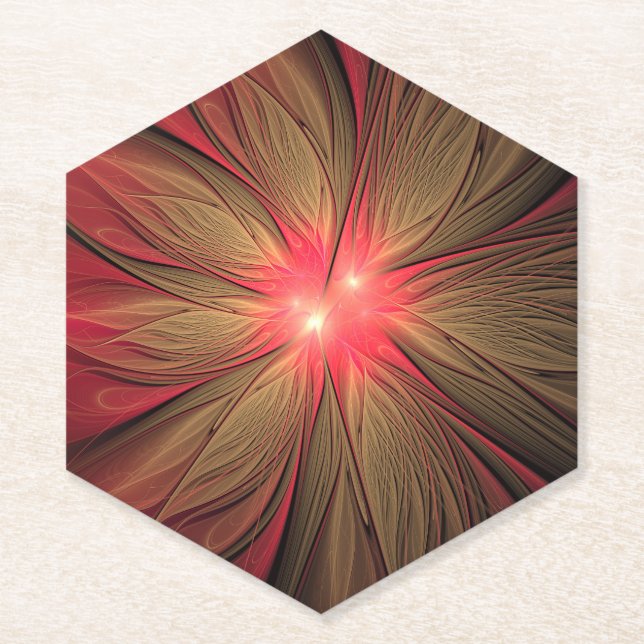 Blume des roten Fraktals Untersetzer (Vorderseite)