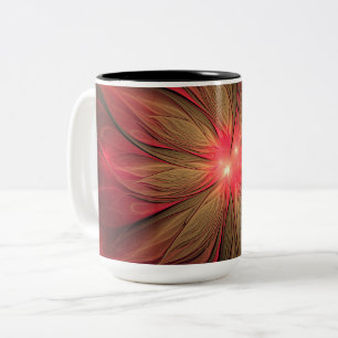 Blume des roten Fraktals Zweifarbige Tasse
