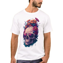 Blume des Toten Schädels Farbiger V1-T - Shirt