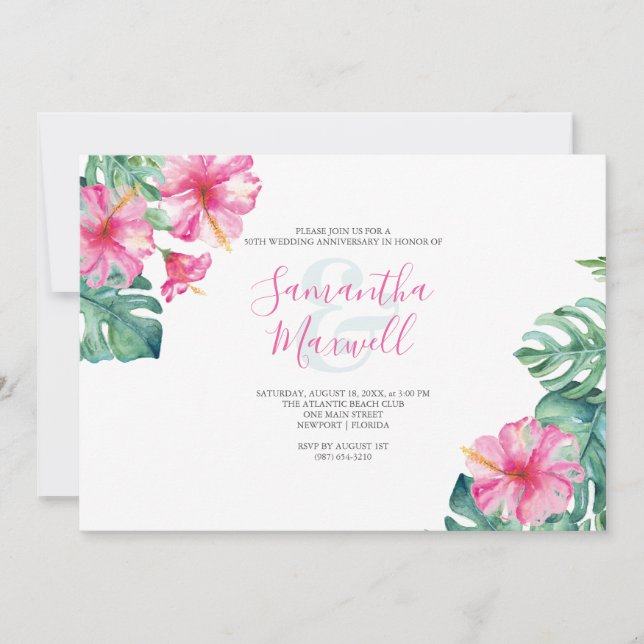 Blume des tropischen Hibiskus - Einladung (Vorderseite)