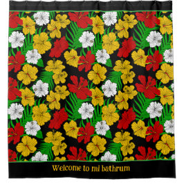 Blume des tropischen Hibiskus Gemustert Duschvorhang