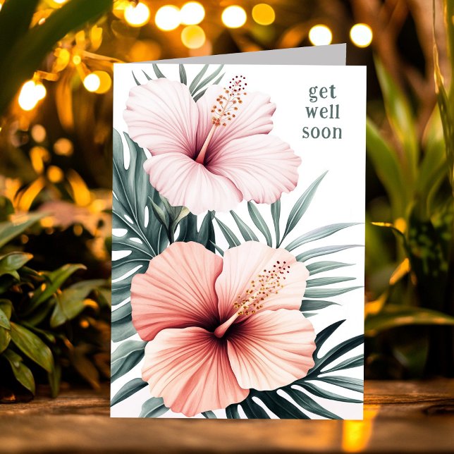 Blume DES tropischen Hibiskus KOMMEN BALD GUT Karte (Tropical Hibiscus Flowers GET WELL SOON Card
)