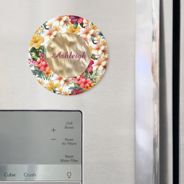 Blume des tropischen Rot-Gelb-Hibiskus Brautparty Magnet (In Situ (Kühlschrank))