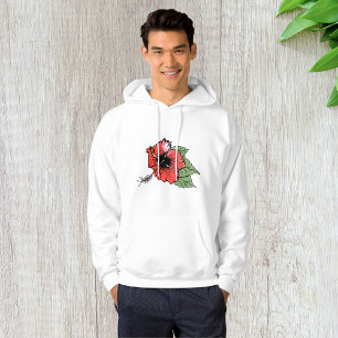 Blume des tropischen Roten Hibiskus mit grünen Blä Hoodie