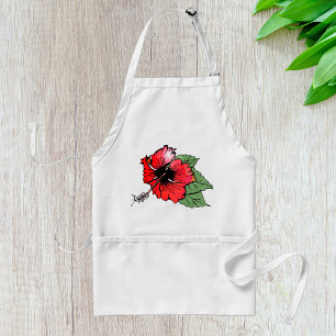 Blume des tropischen Roten Hibiskus mit grünen Blä Schürze