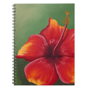 Blume des tropischen Roten Hibiskus   Ölgemälde Notizblock