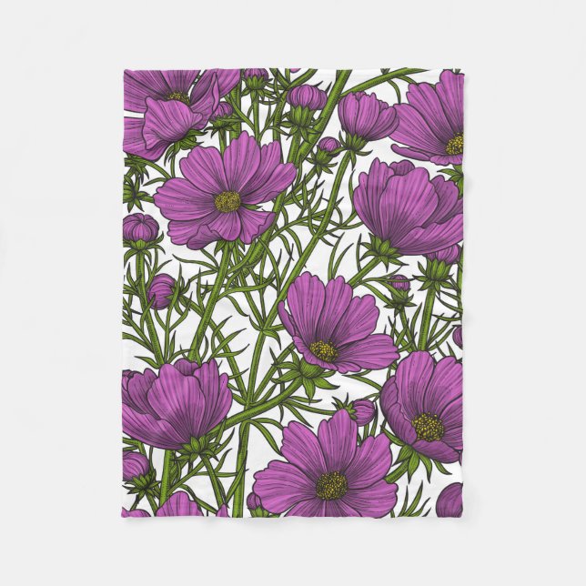 Blume des violetten Kosmos Fleecedecke (Vorderseite)