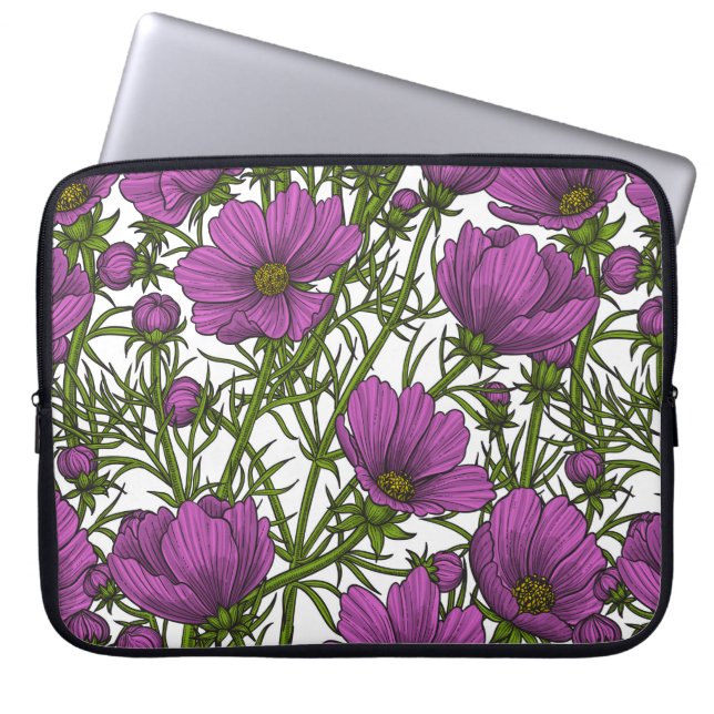 Blume des violetten Kosmos Laptopschutzhülle (Vorderseite)