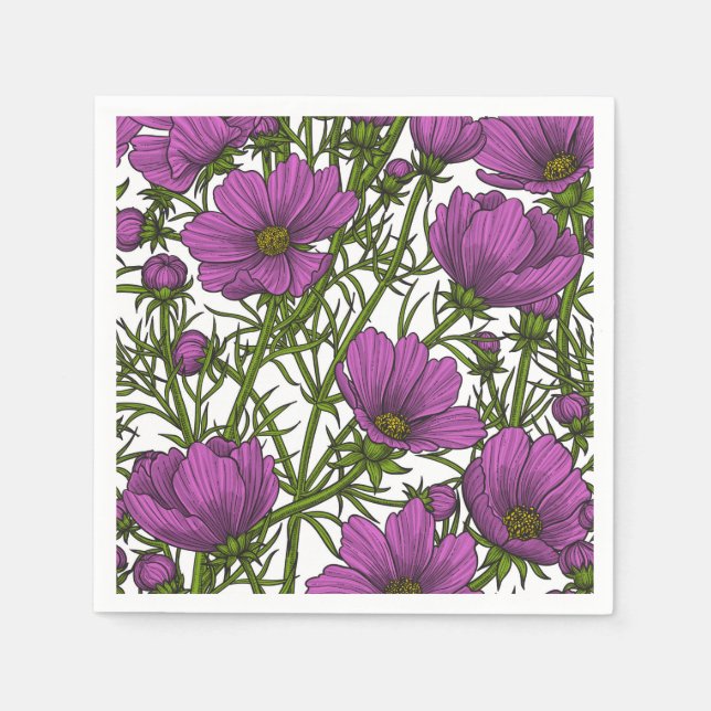 Blume des violetten Kosmos Serviette (Vorderseite)