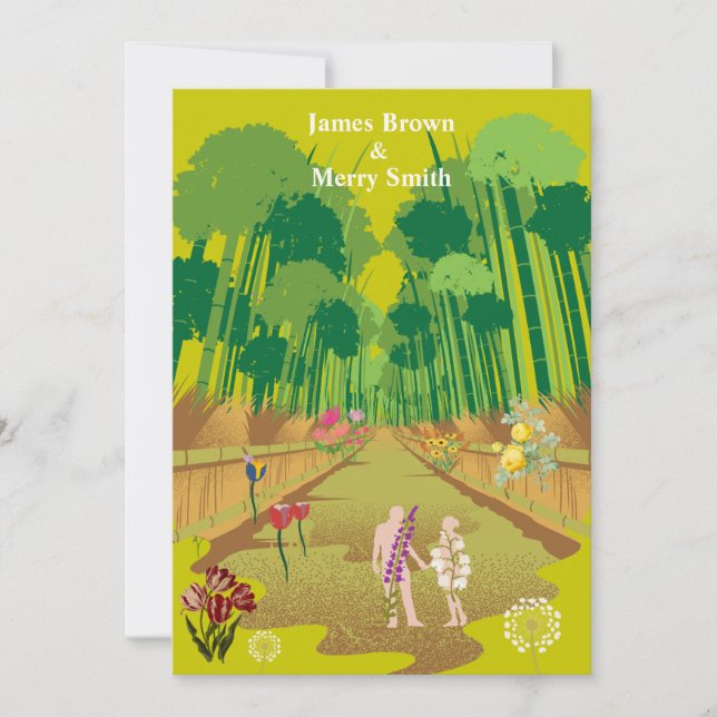 Blume des Waldes reisen Adam und Eva Wedding an Einladung (Vorderseite)