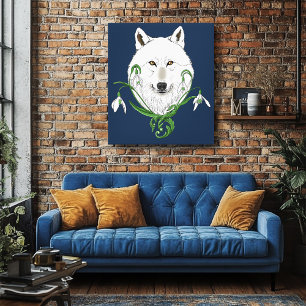 Blume des weißen arktischen Wolfs Snowdrop Leinwanddruck