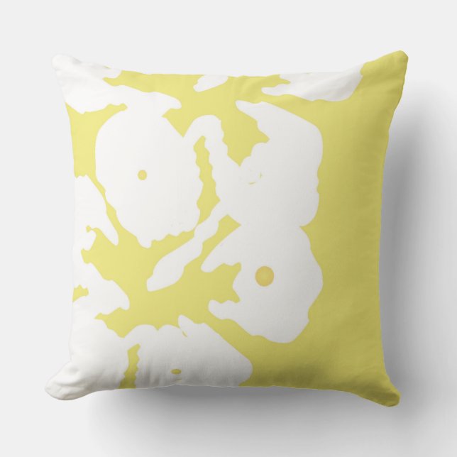 Blume des weißen Hibiskus auf dem gelben Kissen (Vorderseite)