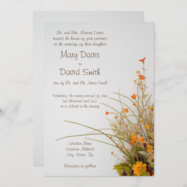 Blume des weißen Holzfalles, die einladen Einladung (Vorne/Hinten)