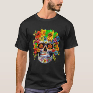Blume des Zuckerschädels Tag der Toten Dia Muertos T-Shirt